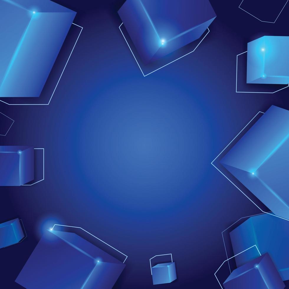 Blue Cube With Light Decoration vector