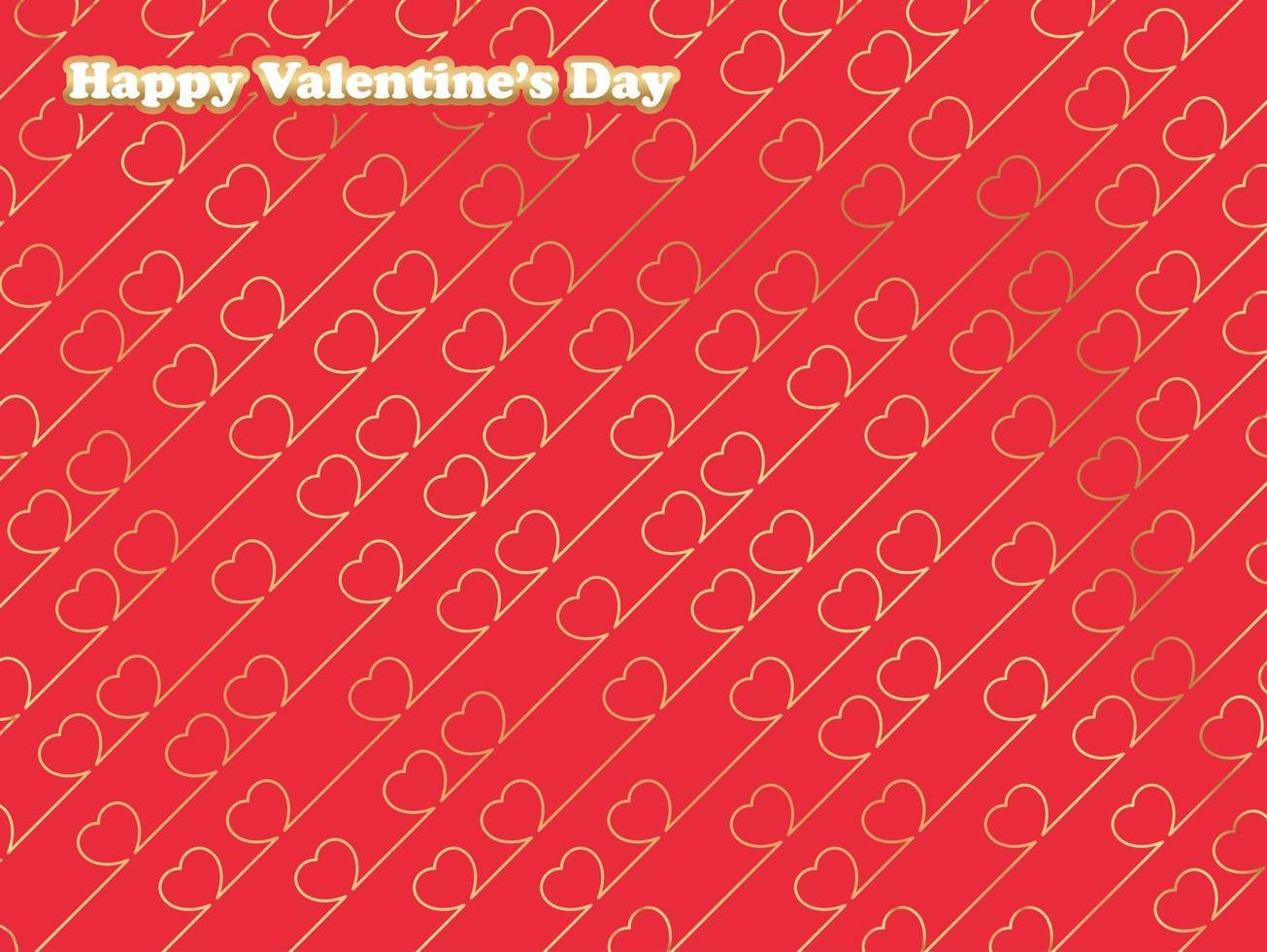 Valentines Day Vector Background With A Shiny Gold Heart Pattern On A Red Background