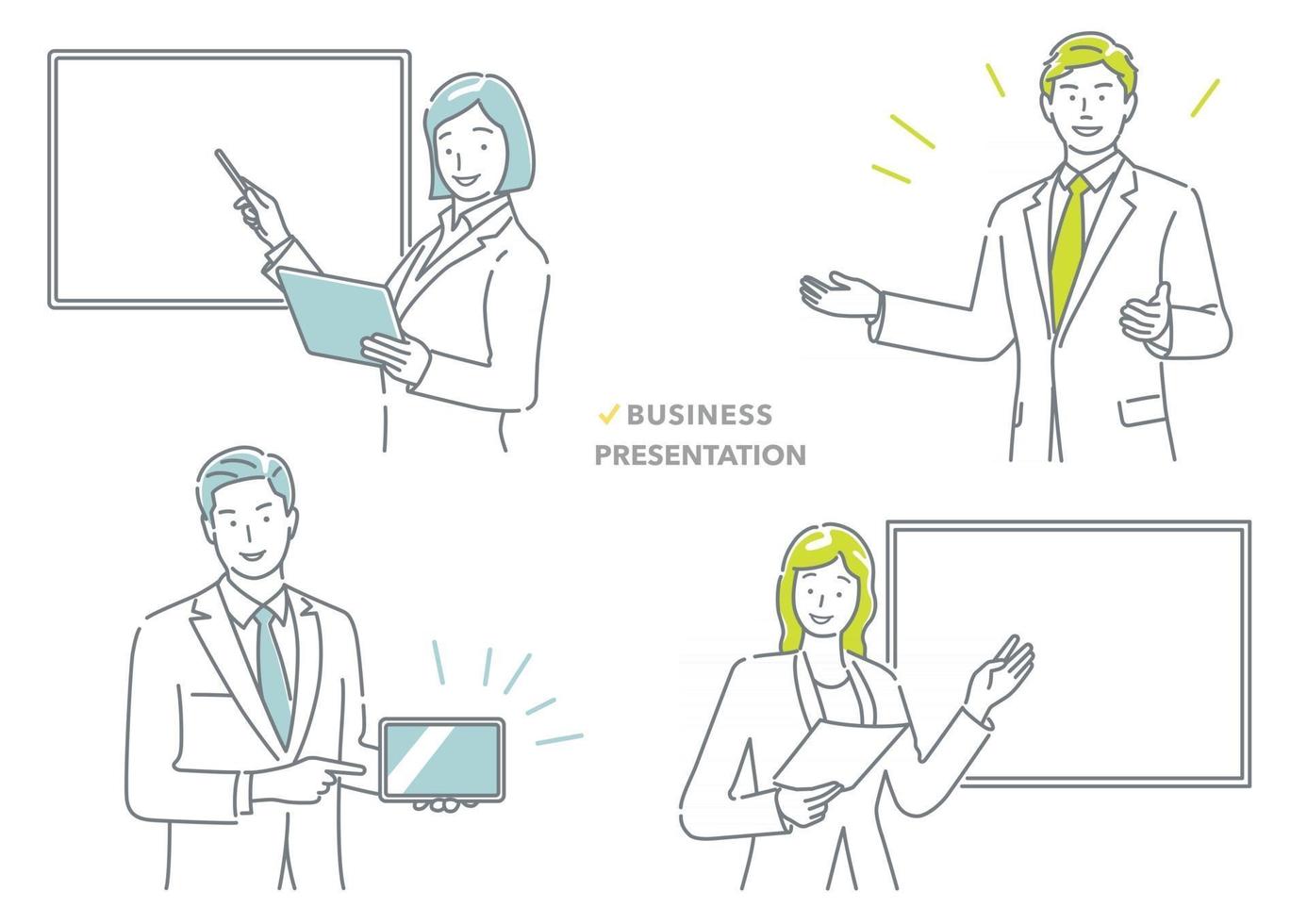 Business People Making A Presentation Vector Illustration Set Isolated On A White Background