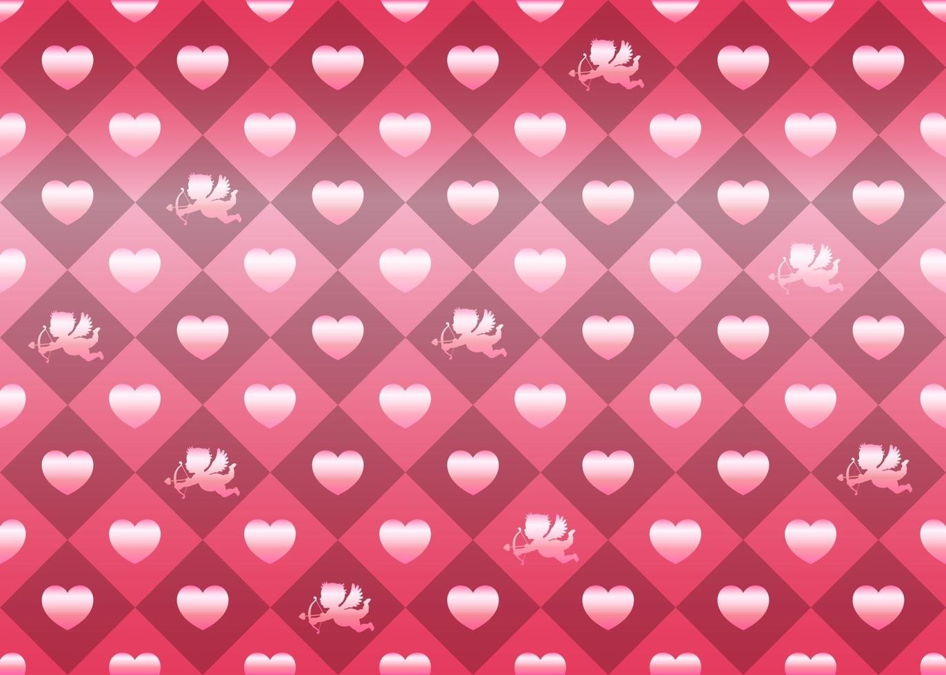 Valentines Day Horizontally And Vertically Repeatable Seamless Vector Background Illustration With Pink Heart Shapes And Cupids