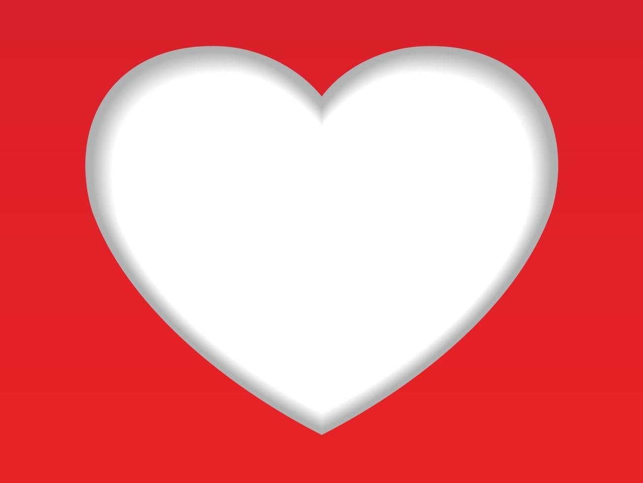 Valentines Day Vector Card Template With A White Recessed Heart Shaped Text Space On A Red Background