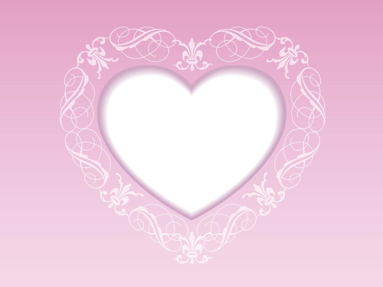 Valentines Day Vector Card Template With A Decorative Pattern Around A Heart Shaped Text Space