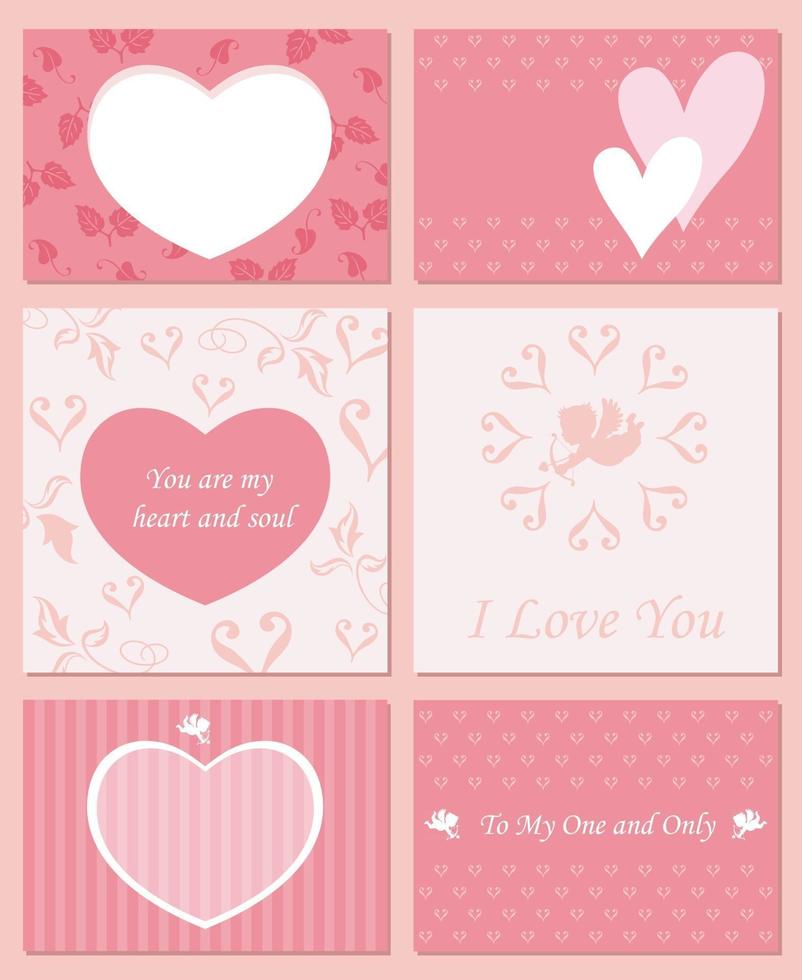 Valentines Day Vector Cards Set With Text Space Isolated On A Plain Background