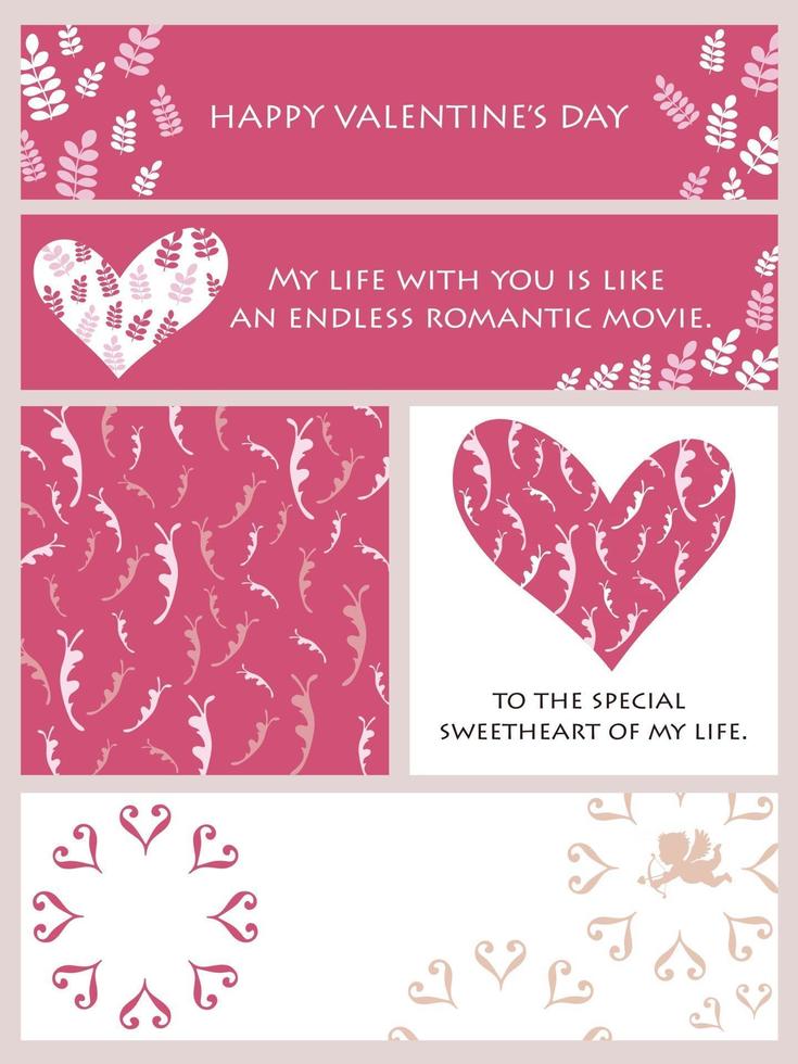 Valentines Day Vector Cards Set With Text Space Isolated On A Plain Background