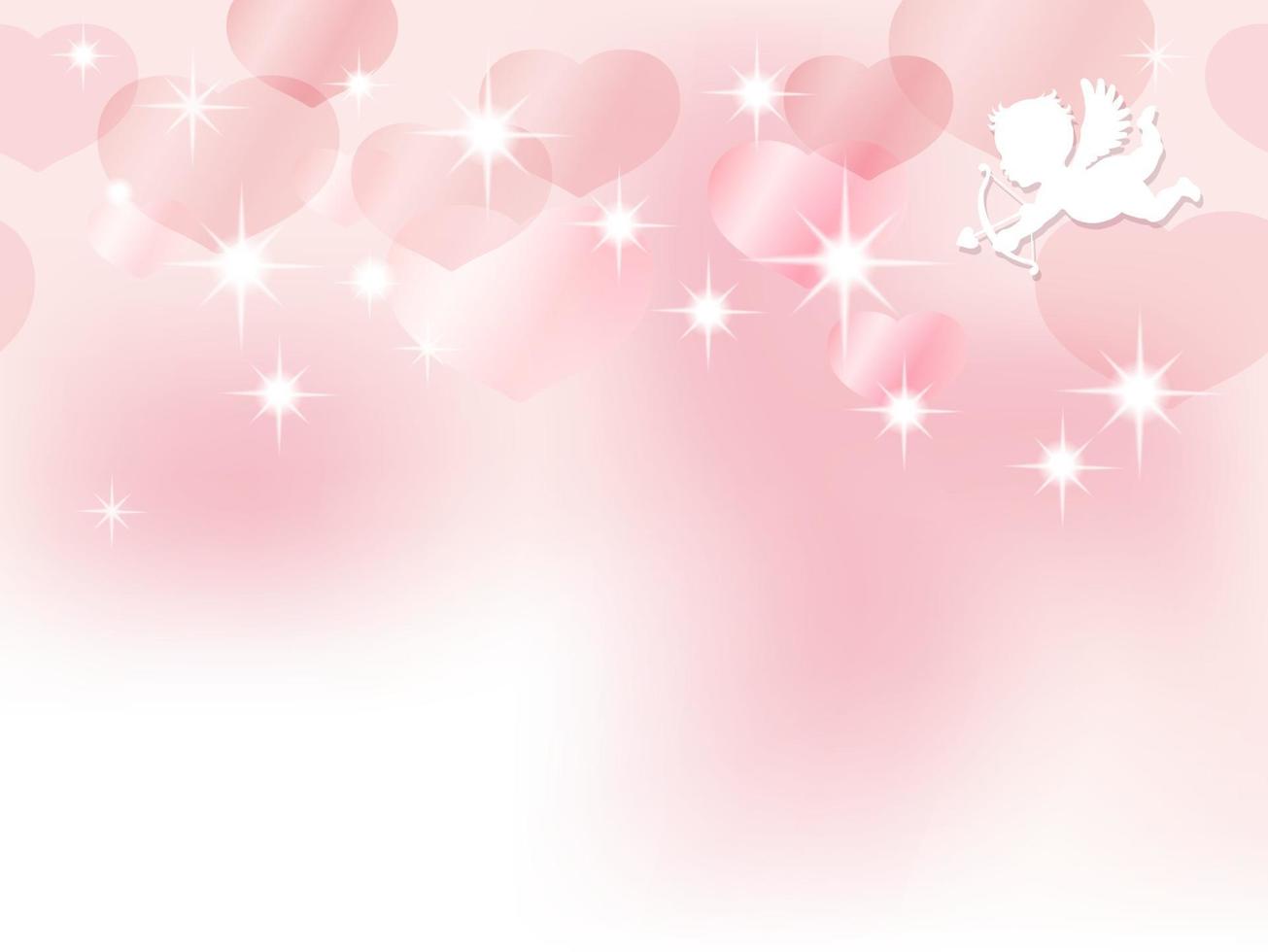 Valentines Day Seamless Vector Background Illustration With A White Cupid Taking Aim At Pinkish Pearl Colored Heart Shape