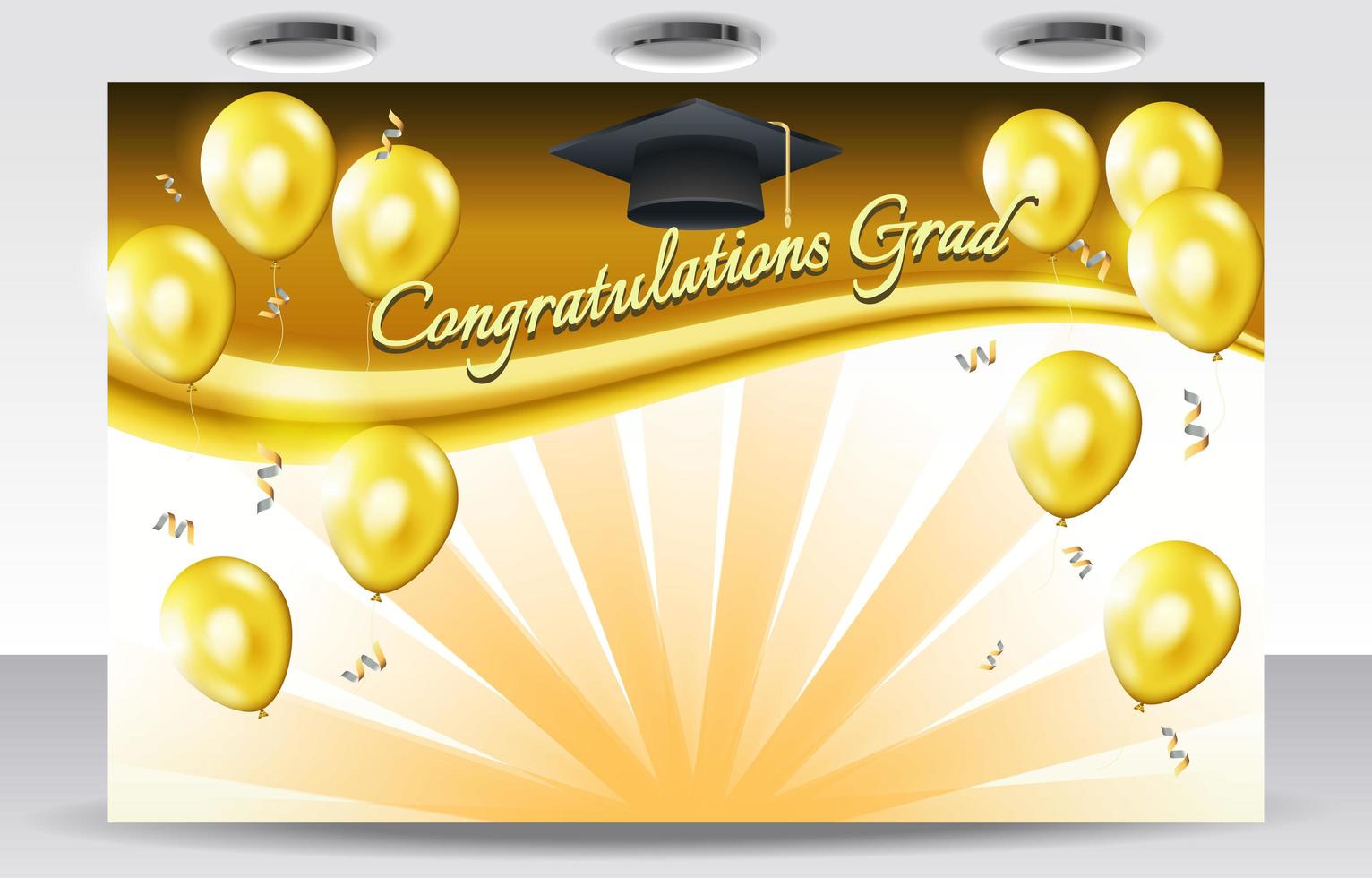 telón de fondo de graduación con globos dorados vector