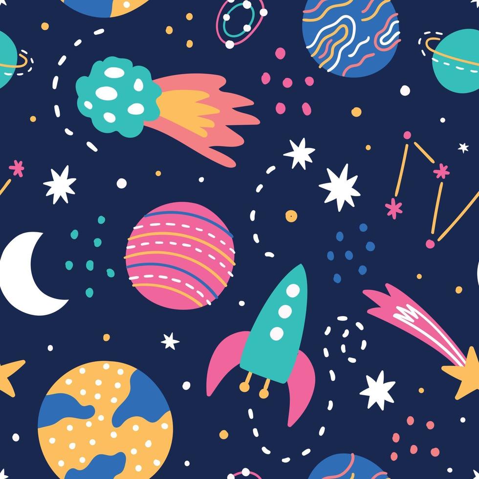 Galaxy seamless pattern vector