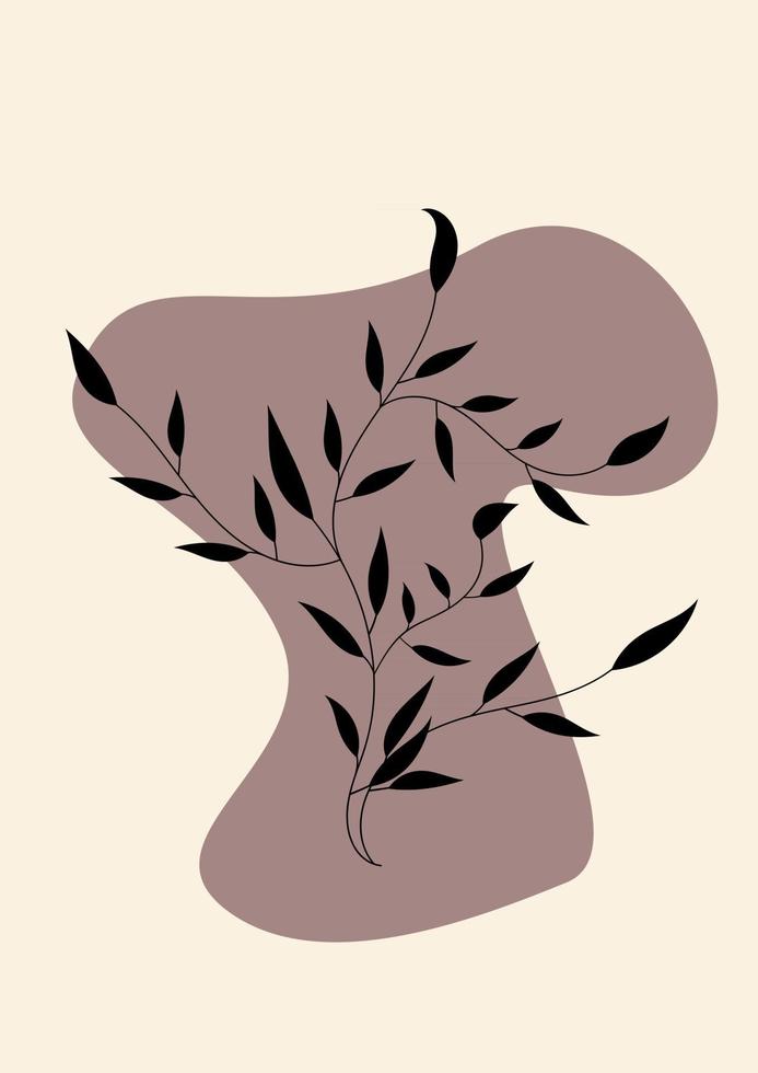Flowers and leaves continuous line art modern art frame vector