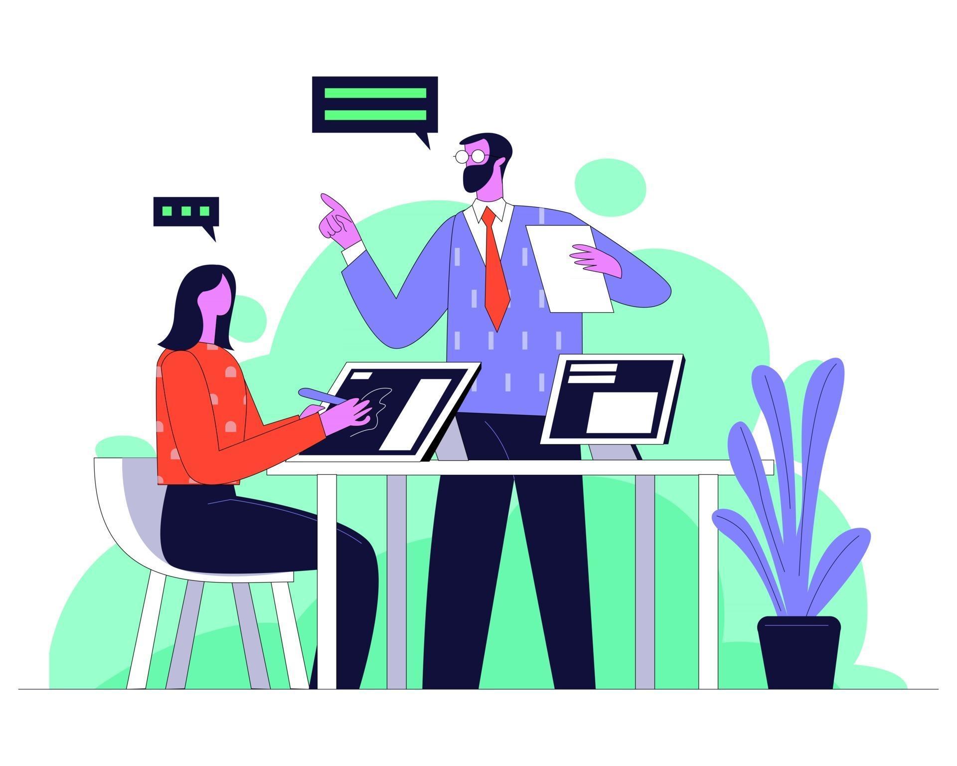 Office teamwork vector illustration concept 2551400 Vector Art at Vecteezy