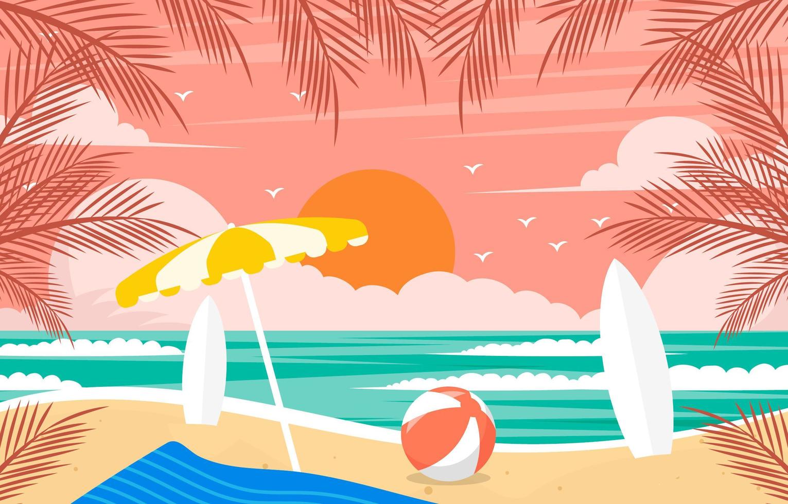 fondo de paisaje de verano vintage vector