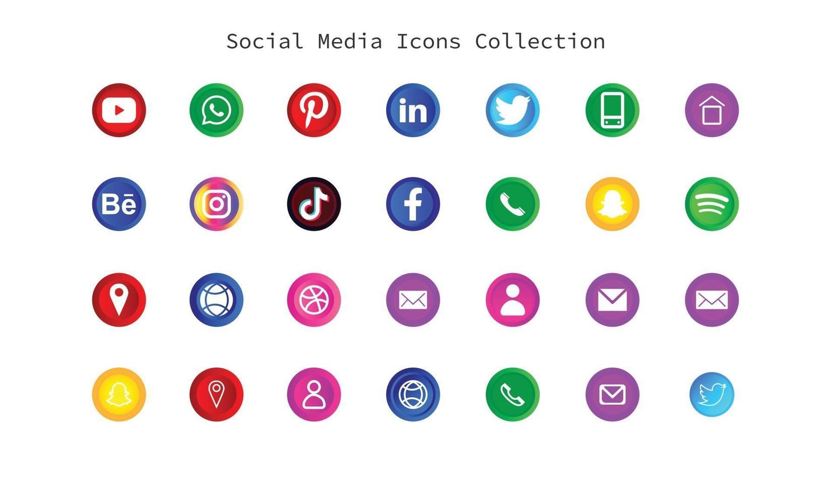 social media logos and icons 3d type vector