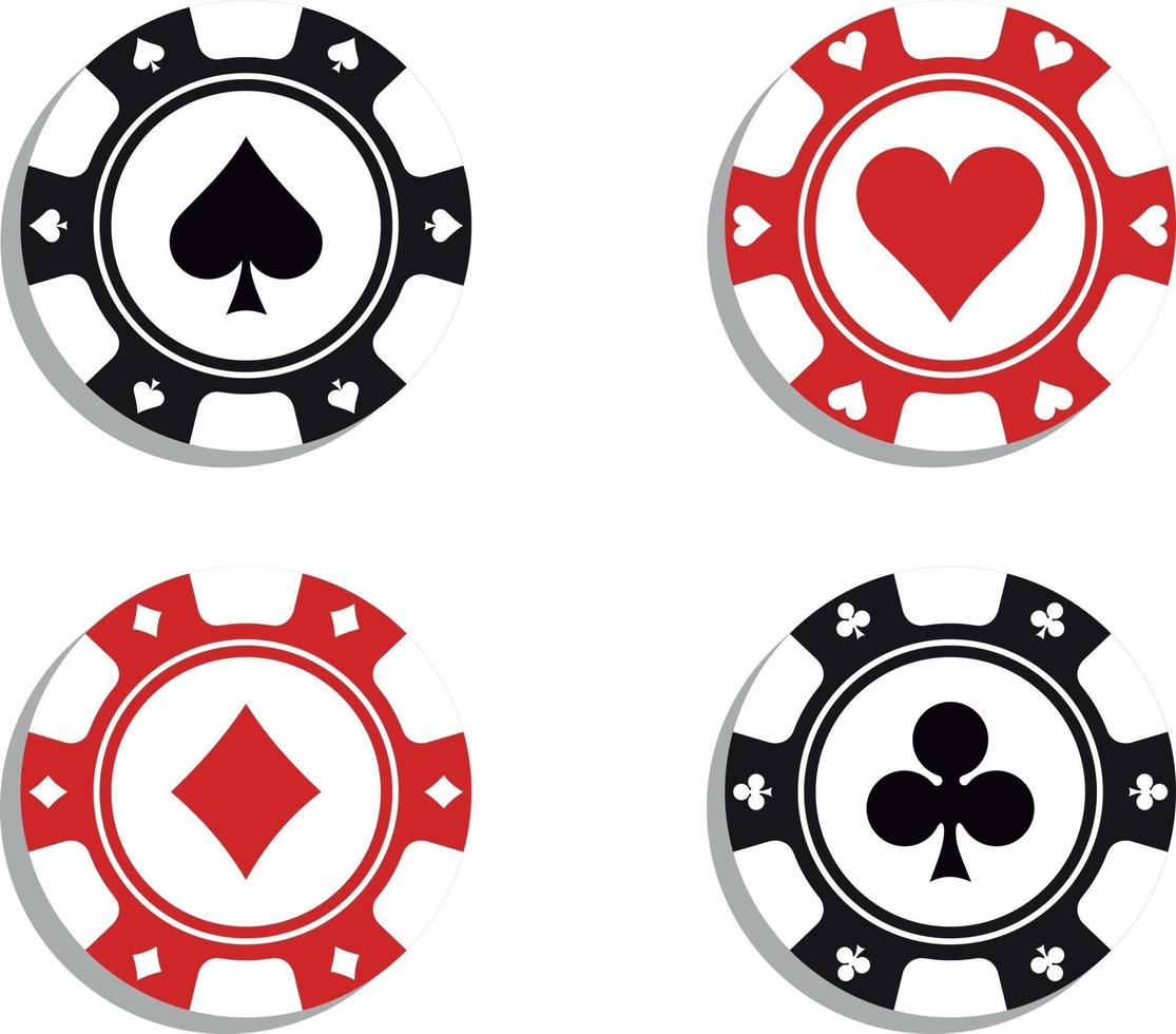 poker chips with card symbols vector