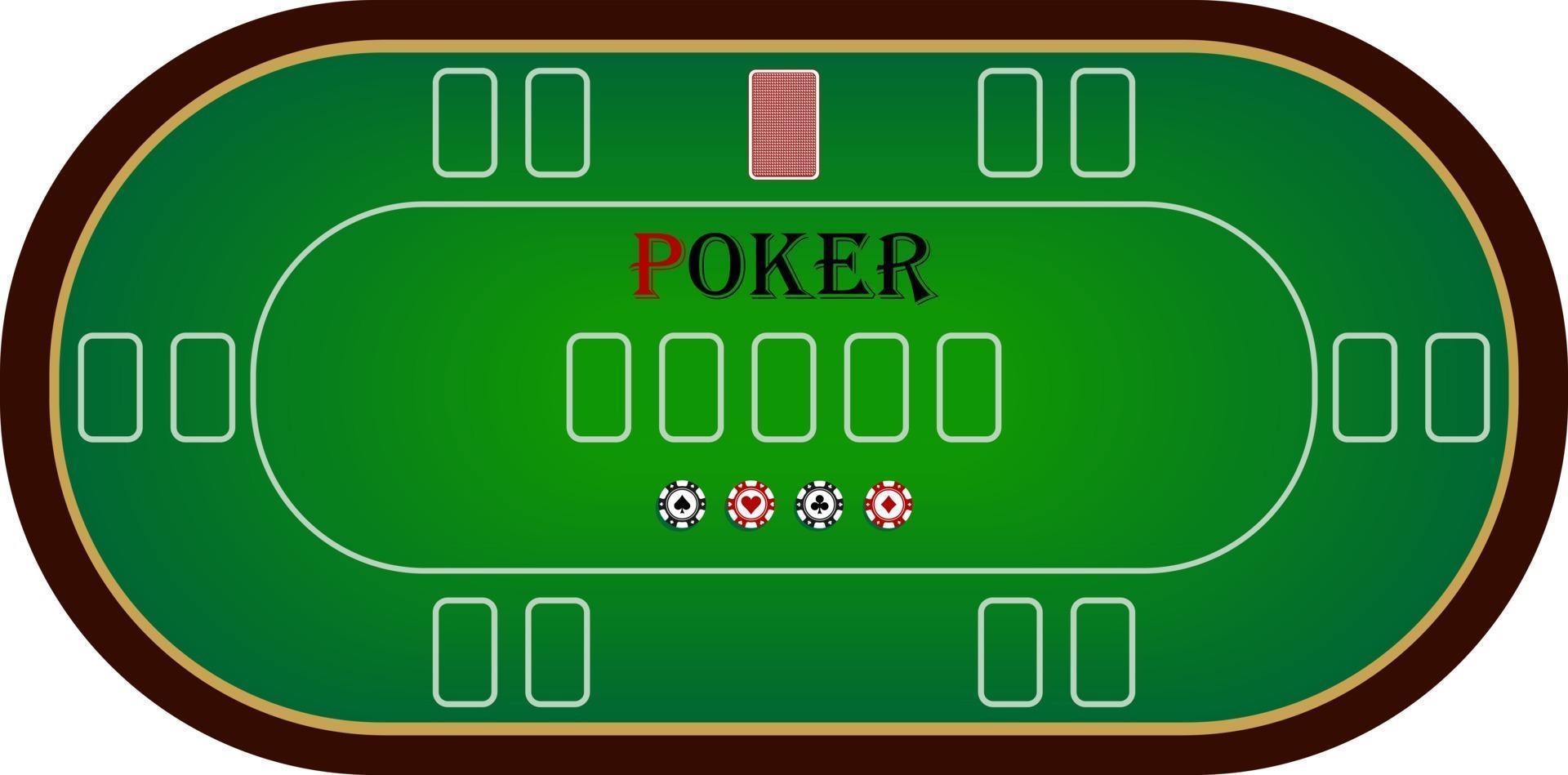 Ilustración vectorial de mesa de póquer en verde sobre fondo blanco con  fichas y espacio para cartas 2551499 Vector en Vecteezy