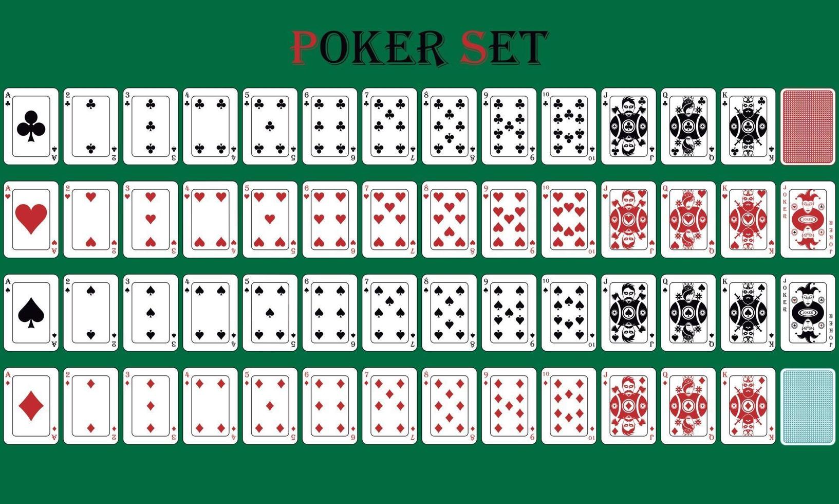 Isolated card poker game with reverse on a green background vector