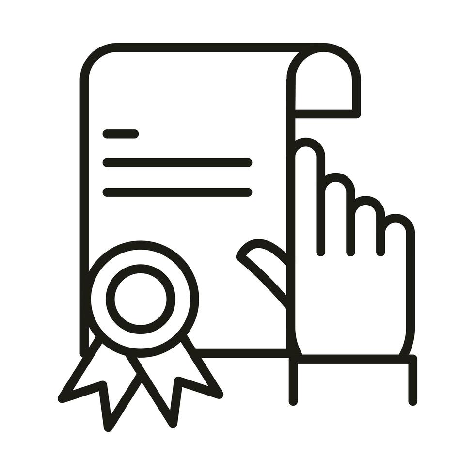 certificate click success online education and development elearning line style icon vector