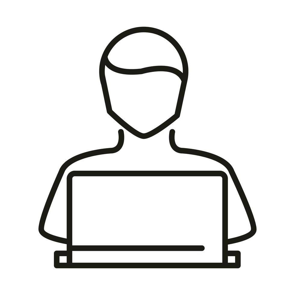 avatar using laptop online education and development elearning line style icon vector