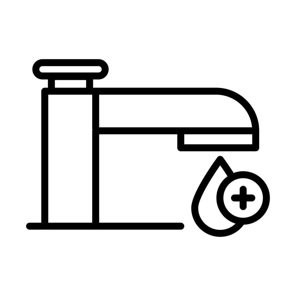 personal hand hygiene faucet water drop disease prevention and health care line style icon vector