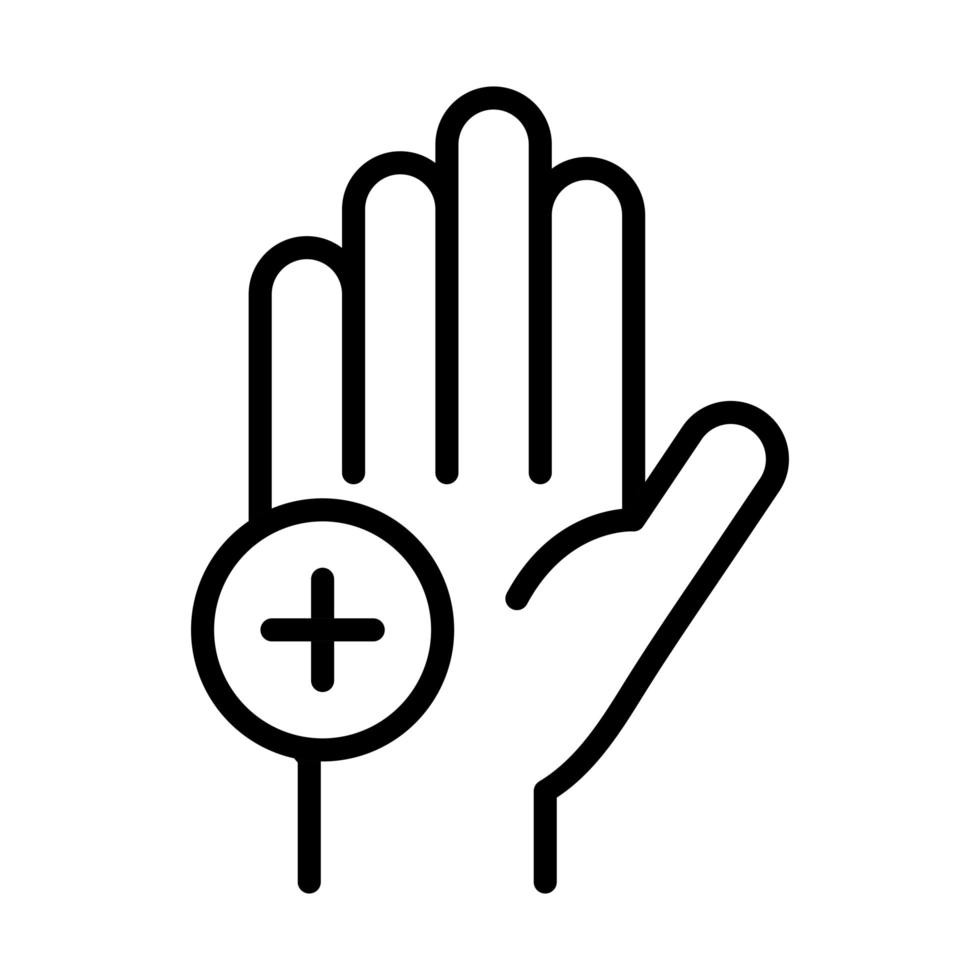 higiene personal de manos prevención de enfermedades y cuidado de la salud icono de estilo de línea vector