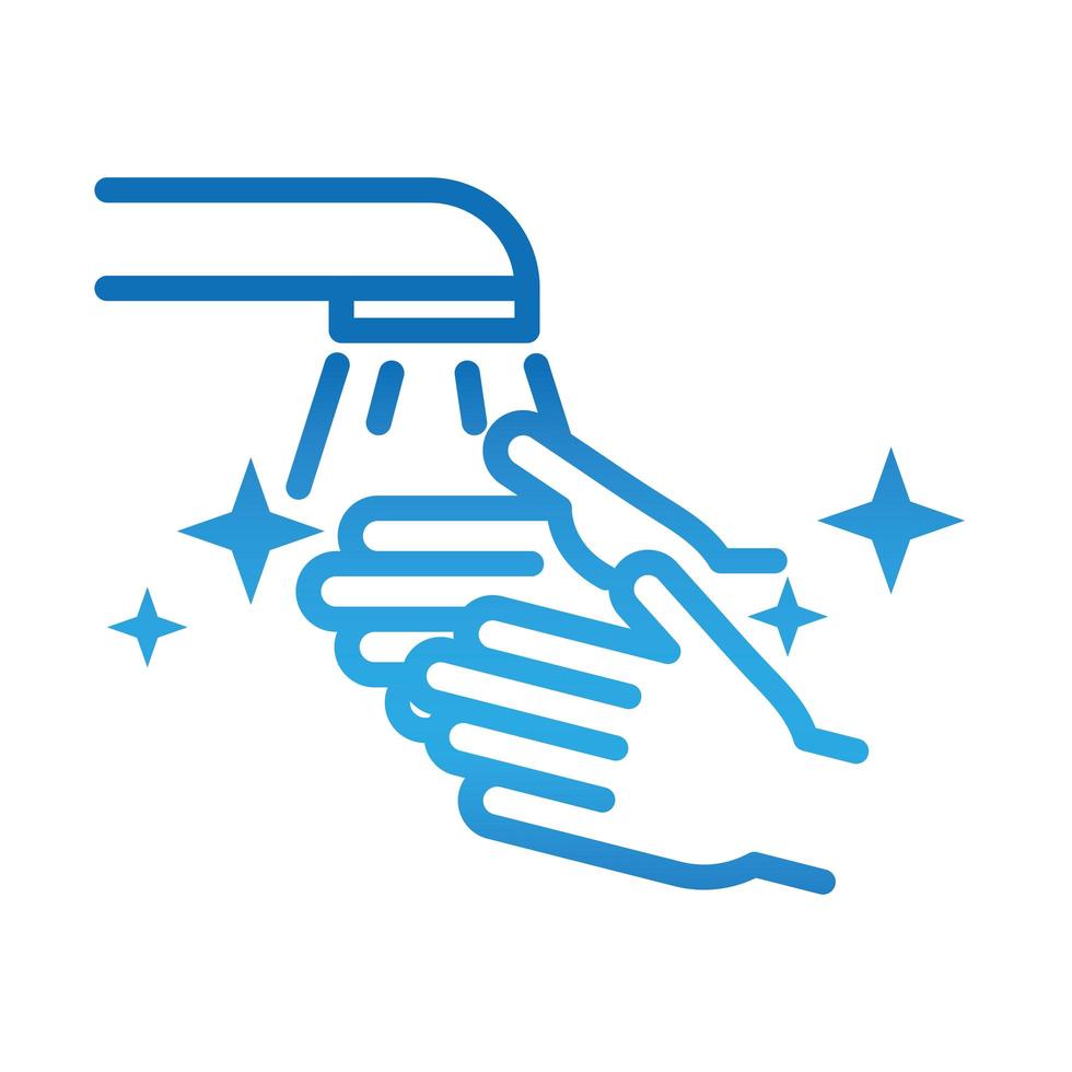 higiene personal de manos lavarse las manos agua prevención de enfermedades y cuidado de la salud icono de estilo degradado vector