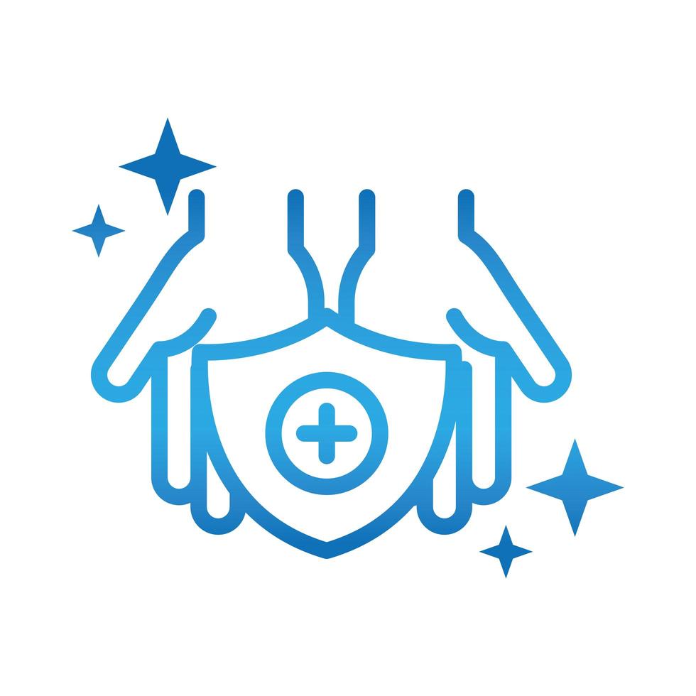 personal hand hygiene hands shield disease prevention and health care gradient style icon vector