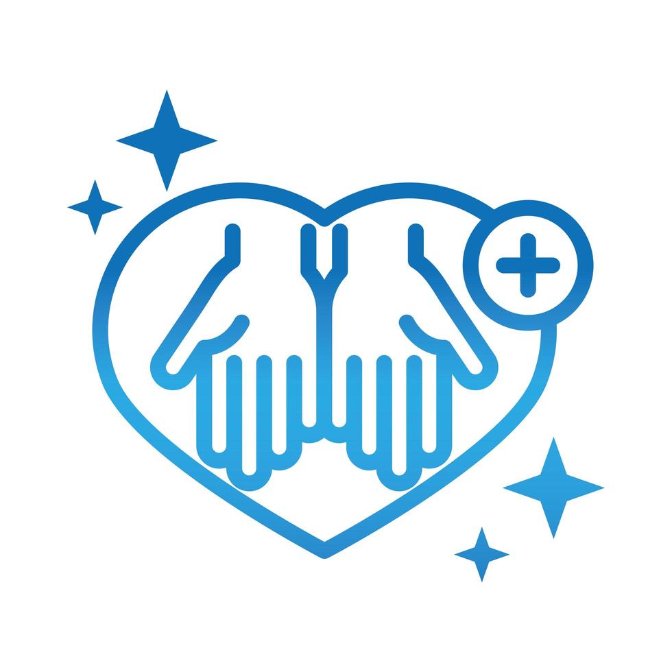 personal hand hygiene hands in heart disease prevention and health care gradient style icon vector