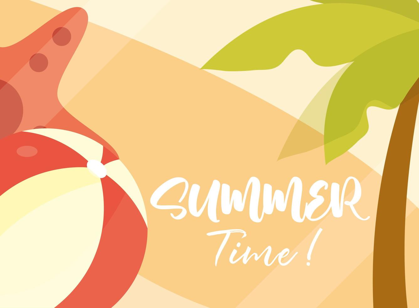 hello summer banner beach ball starfish palm tropical season vacations travel concept vector