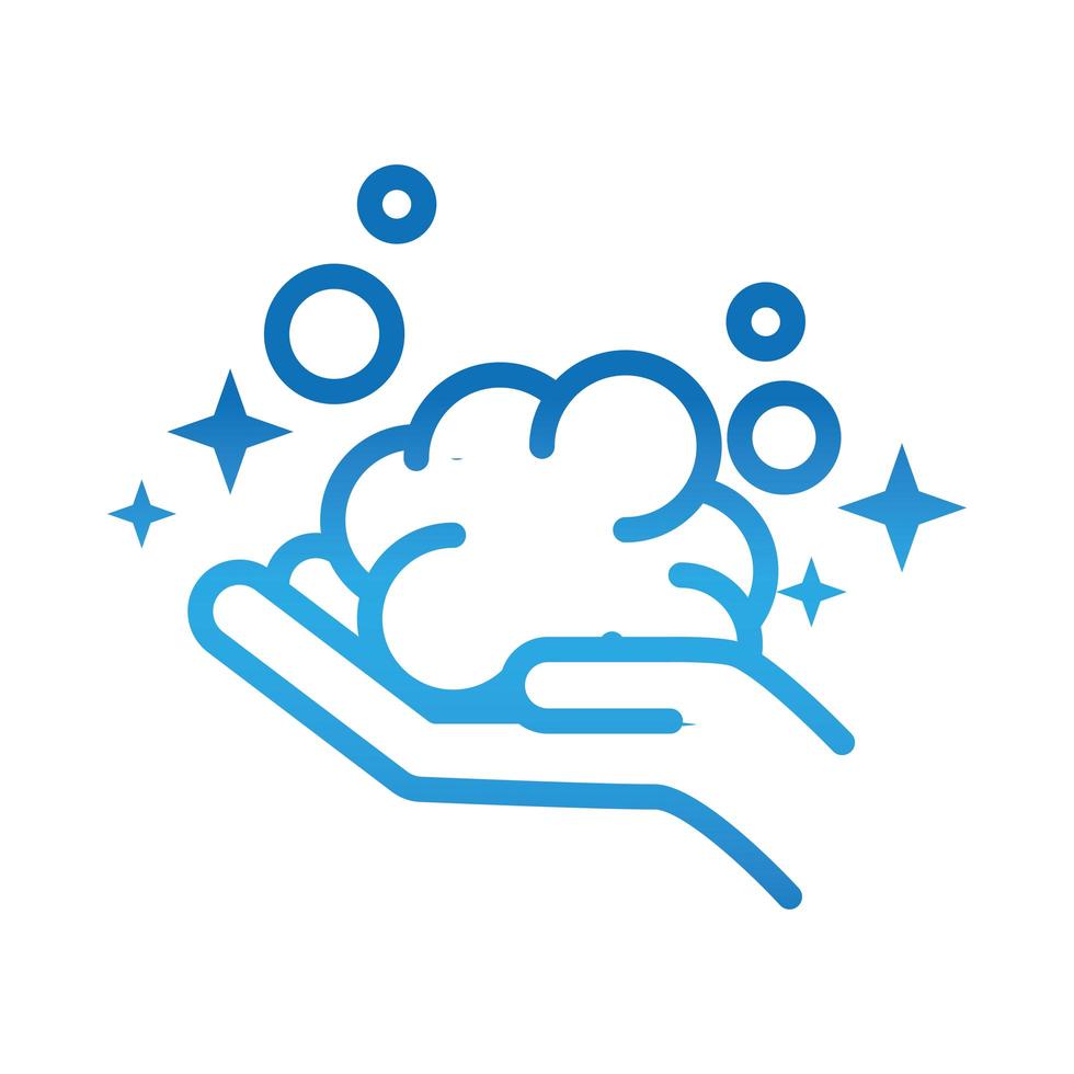 personal hand hygiene hand with foam disease prevention and health care gradient style icon vector