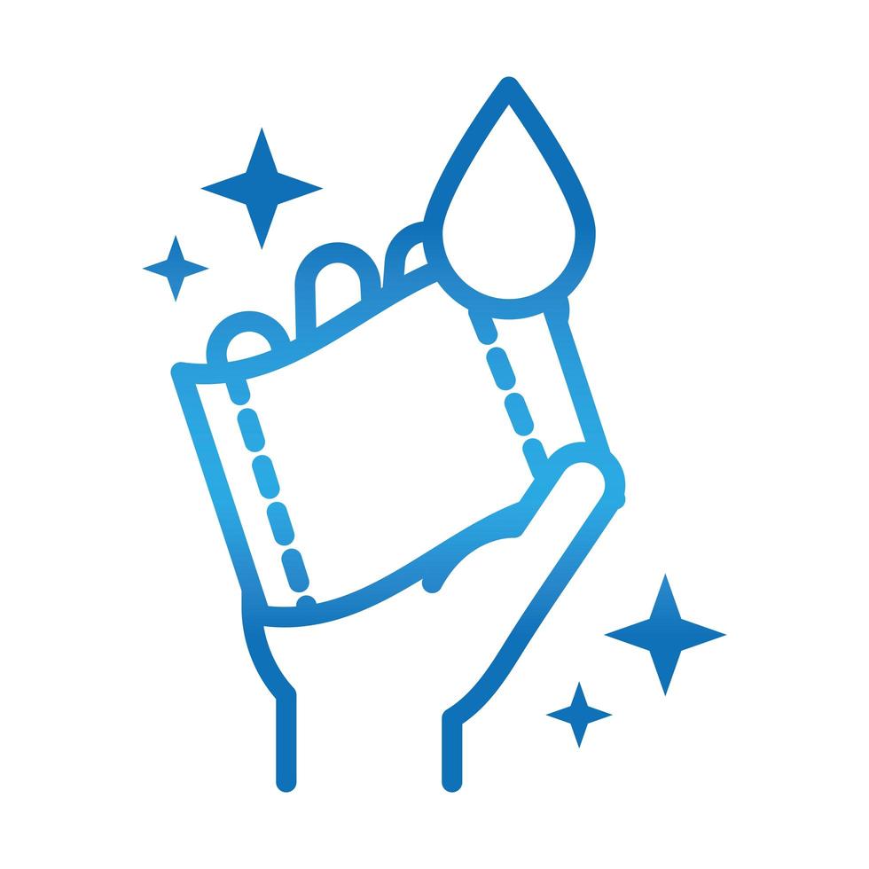 personal hand hygiene using paper towel disease prevention and health care gradient style icon vector