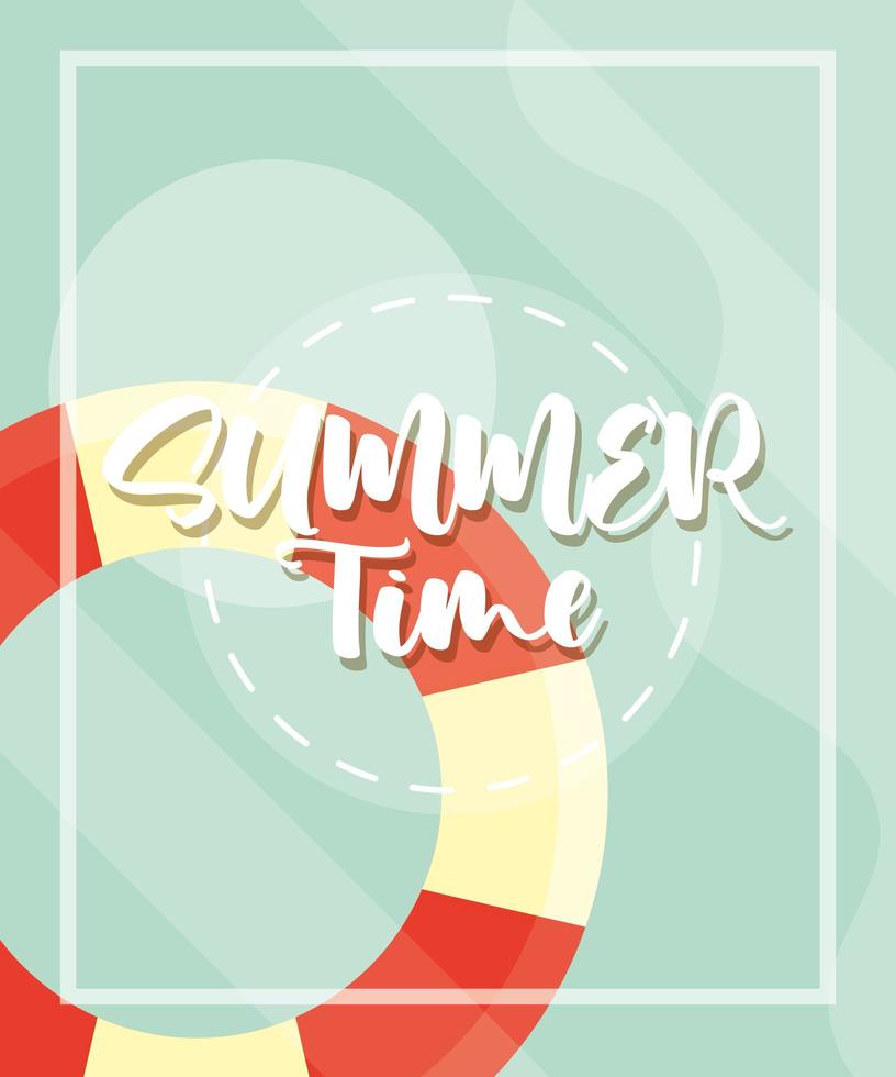 hello summer banner lifebuoy season vacations travel sticker vector