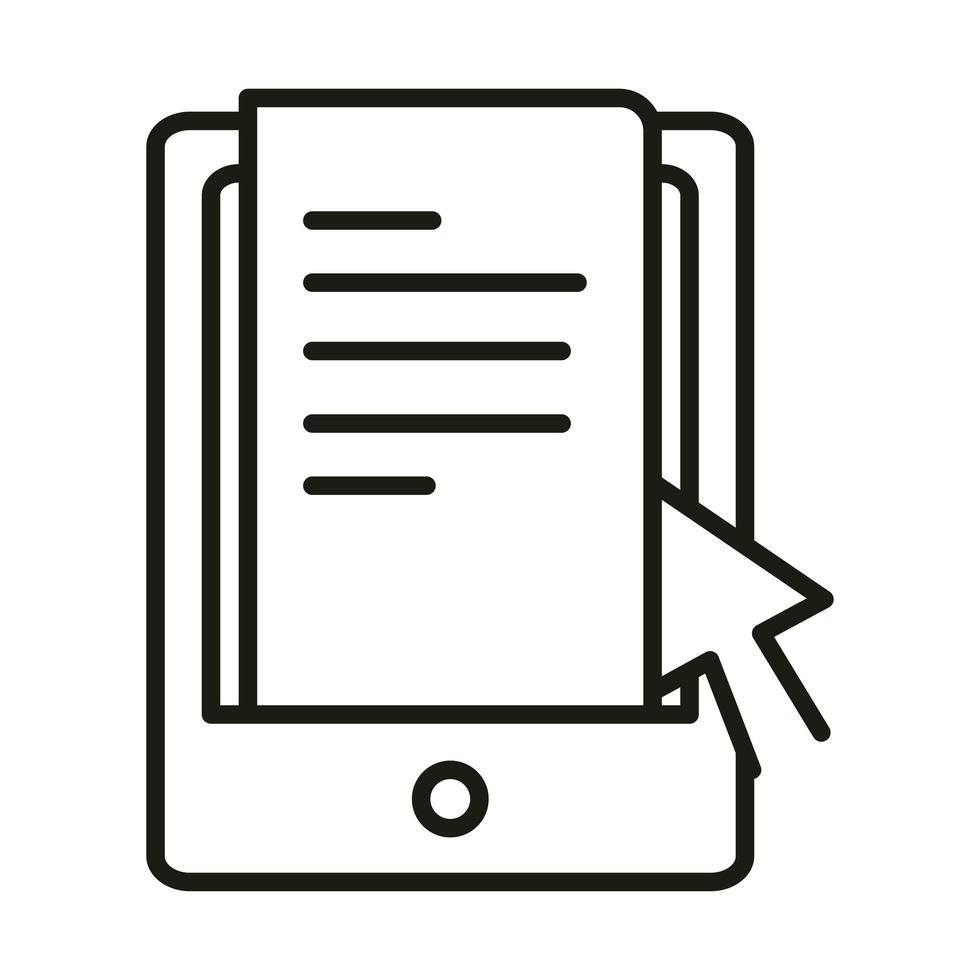 smartphone document click online education and development elearning line style icon vector