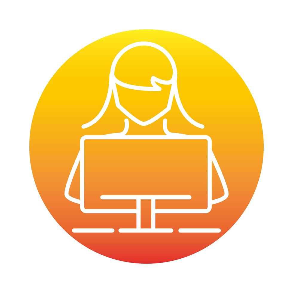 female student computer online education and development elearning gradient style icon vector