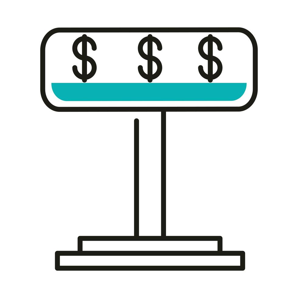 dollars inside banner line style icon vector design