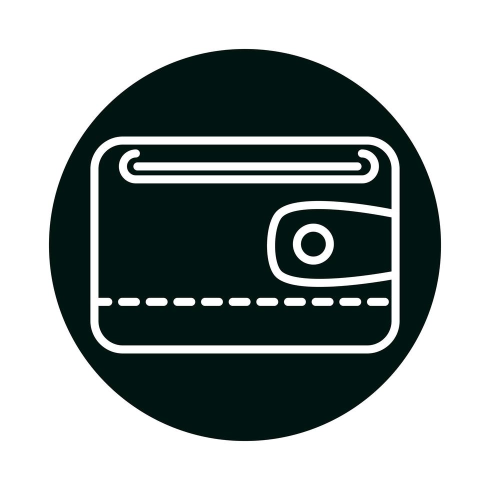 bloque de billetera y diseño de vector de icono de estilo de línea