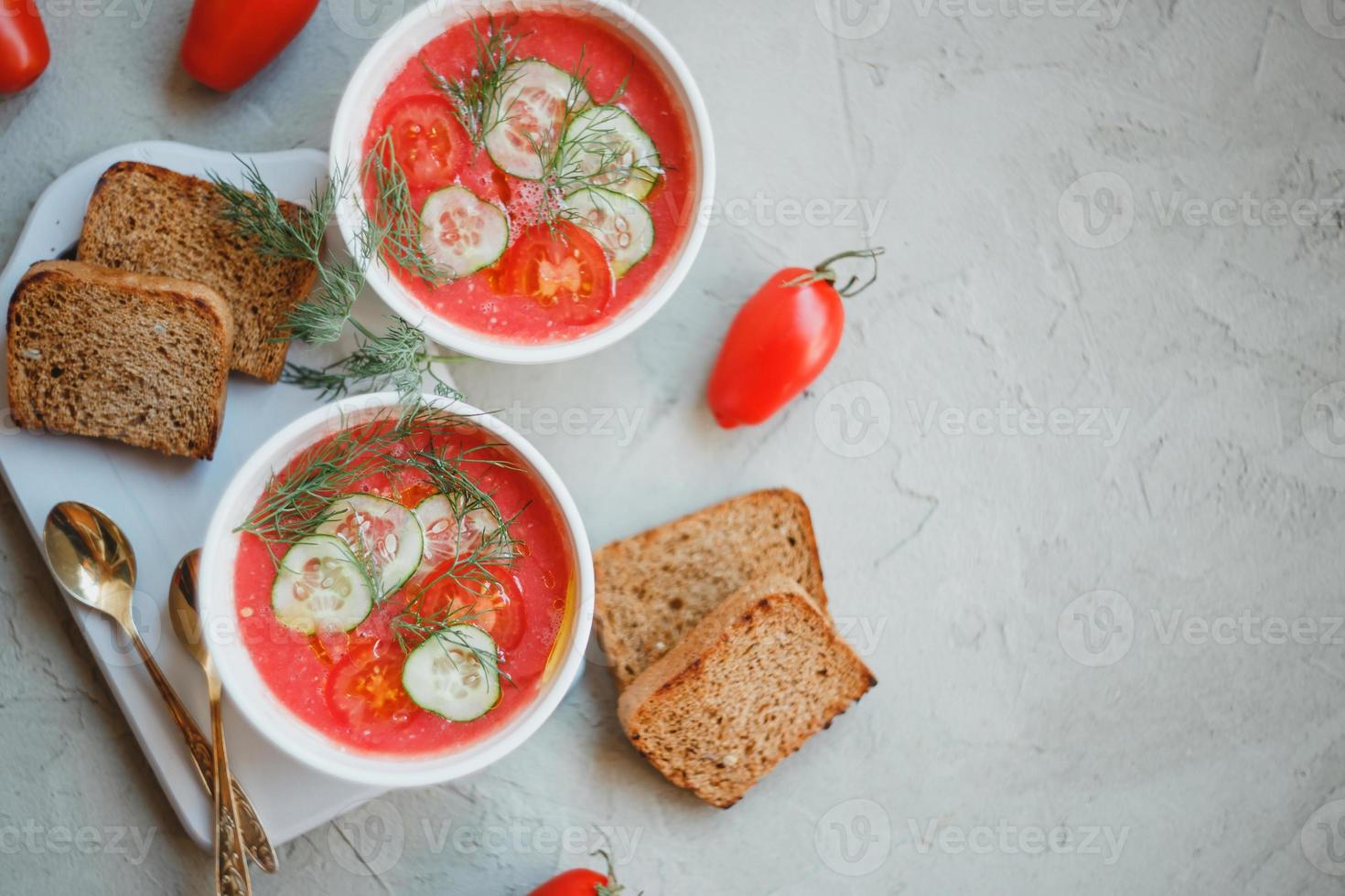 Cold soup gazpacho photo