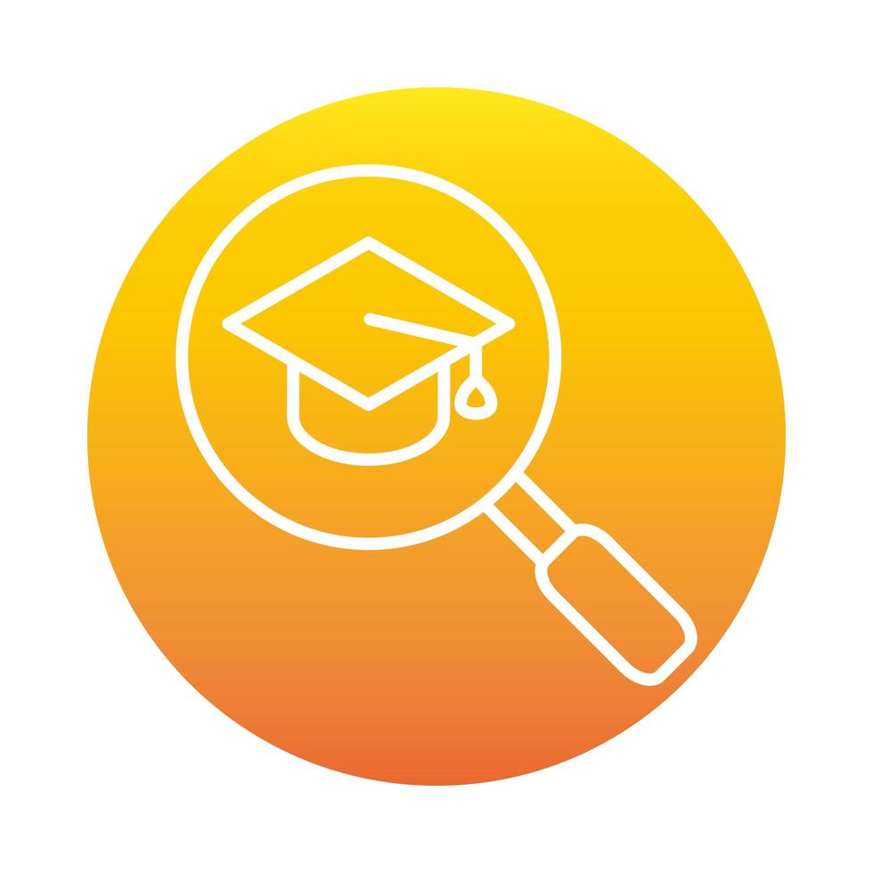 graduation hat magnifier online education and development elearning gradient style icon vector