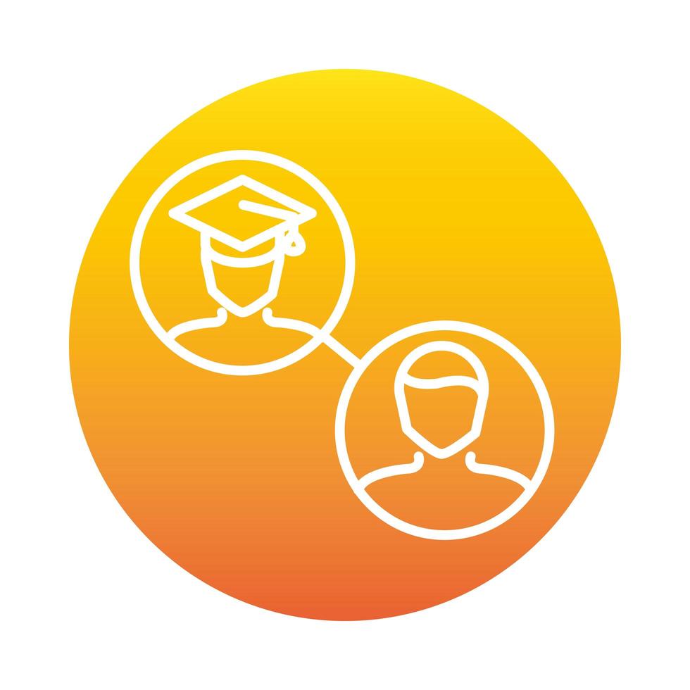 teacher and graduate student online education and development elearning gradient style icon vector