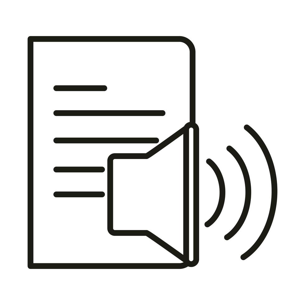 volumen de documento sonido educación y desarrollo en línea icono de estilo de línea de elearning vector