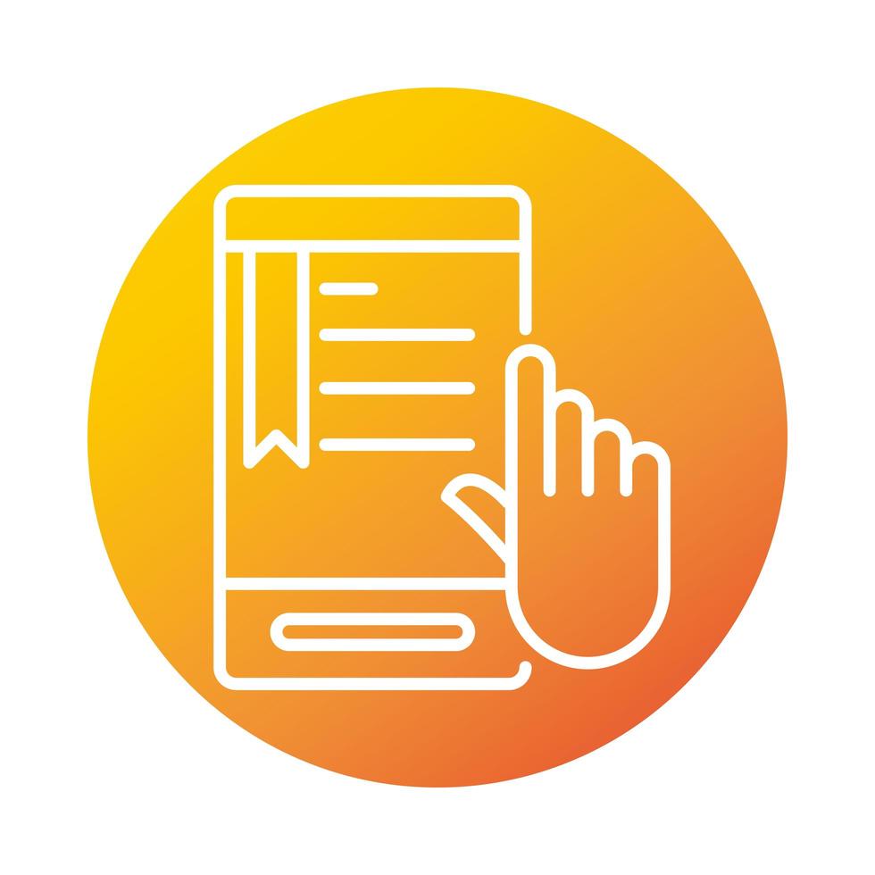 smartphone ebook clicking hand online education and development elearning gradient style icon vector
