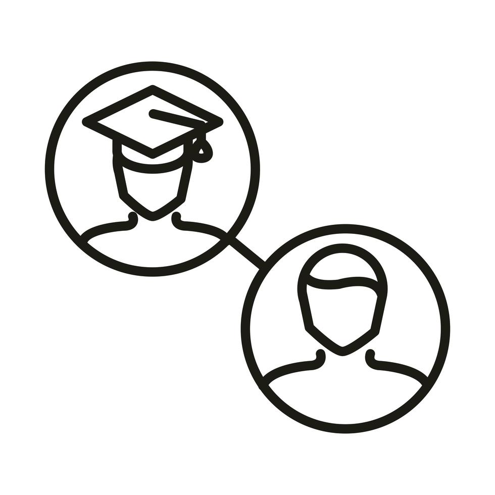 teacher and graduate student online education and development elearning line style icon vector