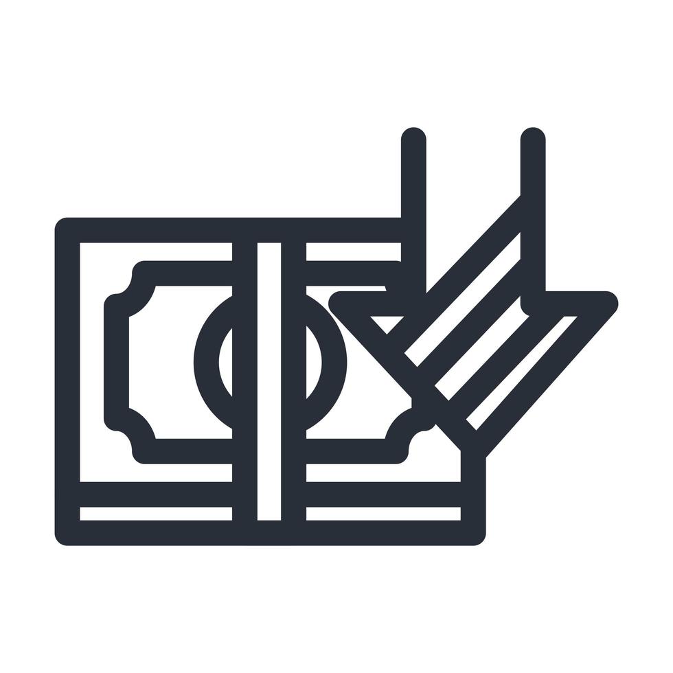 Bill with decrease arrow line style icon vector design