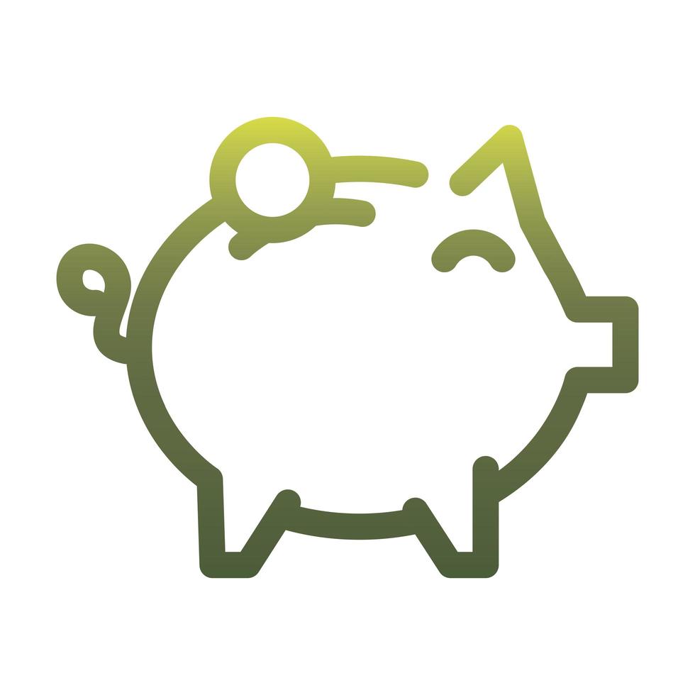 Coin over piggy gradient style icon vector design