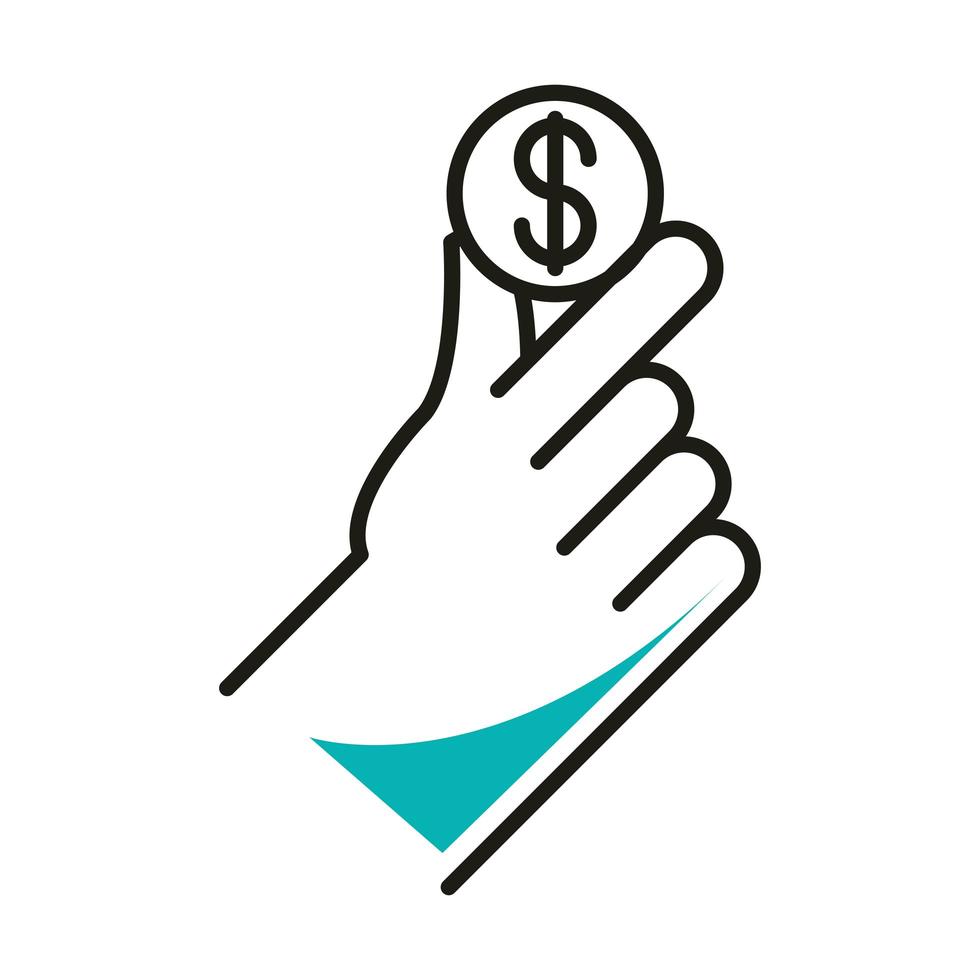 hand holding coin line style icon vector design