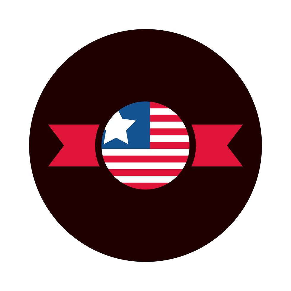 4 de julio día de la independencia insignia de la bandera americana bloque de banner nacional e icono de estilo plano vector