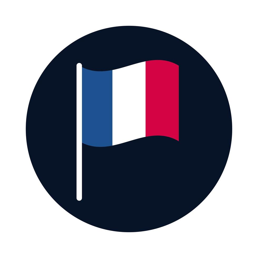 Francia bloque de bandera y diseño de vector de icono de estilo plano