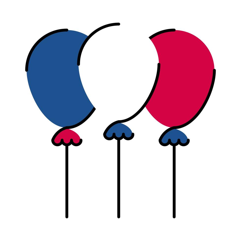 Francia globos línea y diseño de vector de icono de estilo de relleno