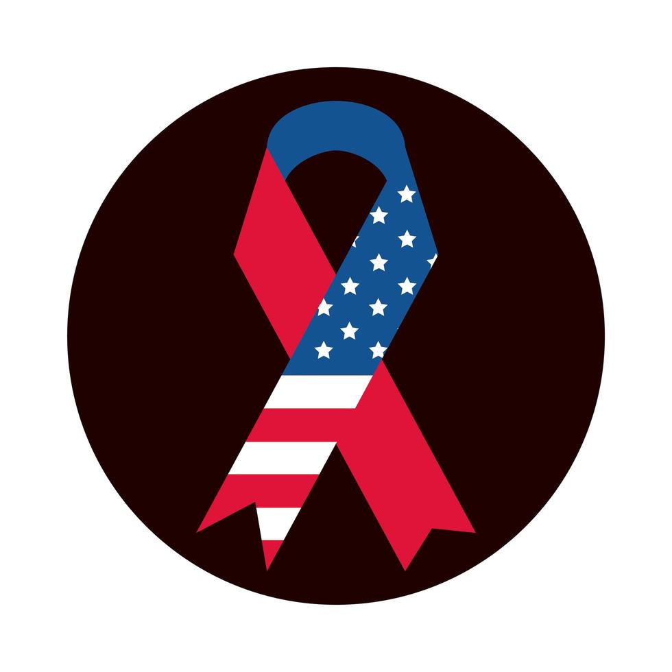 4th of july independence day ribbon american flag block and flat style icon vector