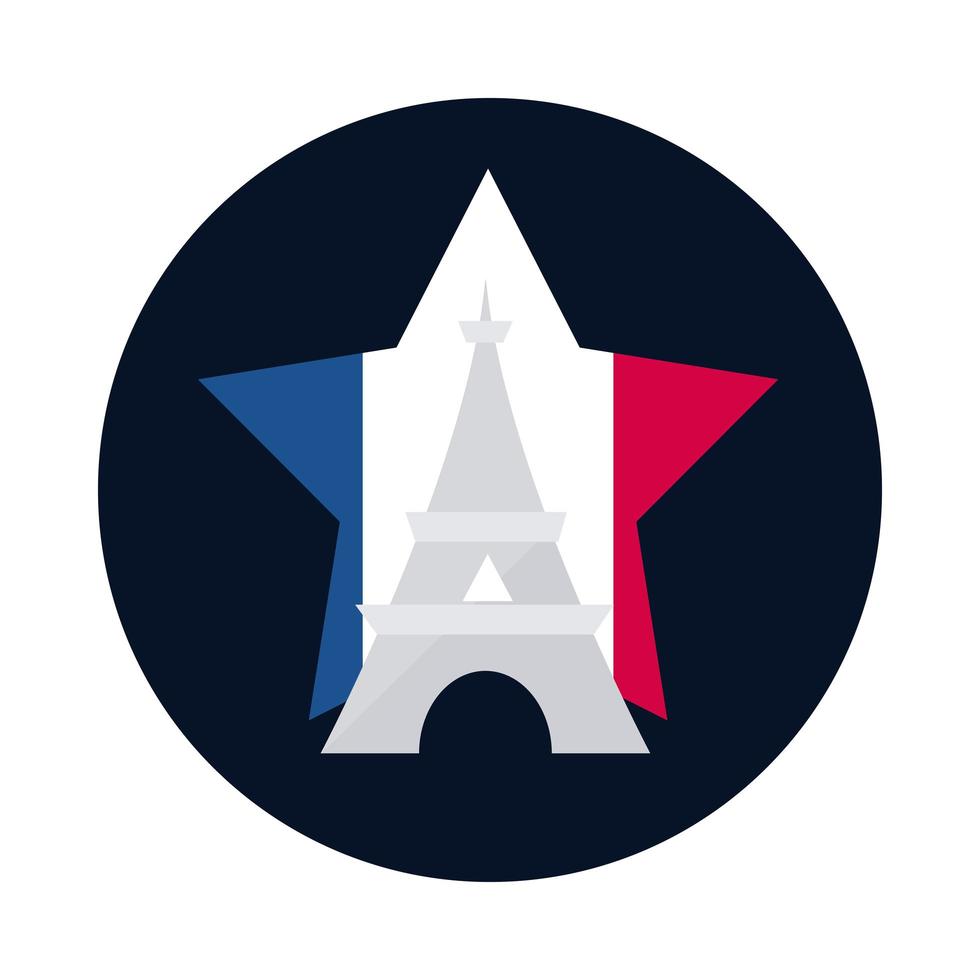 France eiffel tower inside star block and flat style icon vector design