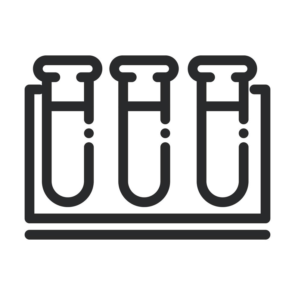 tubo de ensayo en rack icono de estilo de línea de investigación y ciencia de laboratorio químico vector