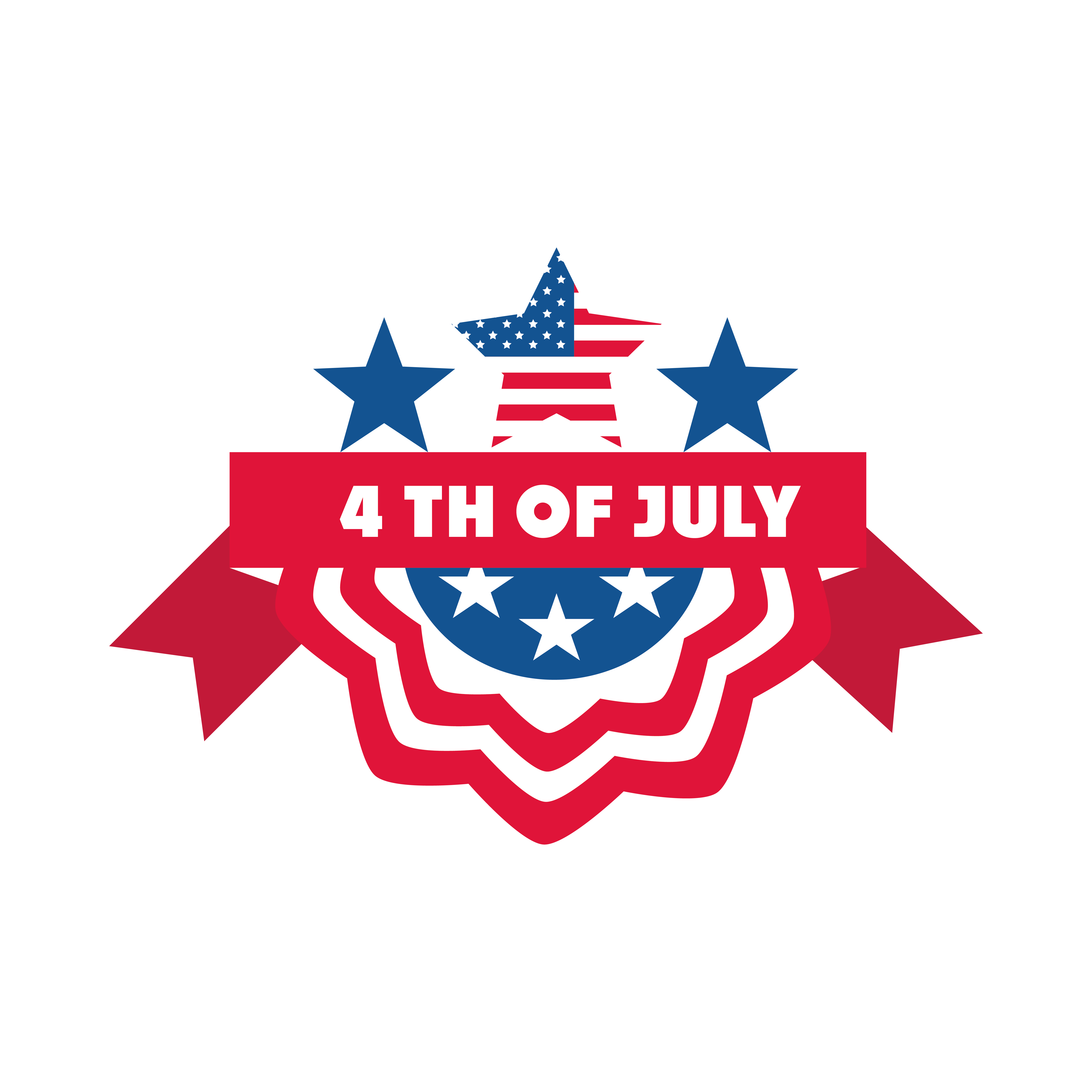 4th of july independence day american flag stars ribbon label flat