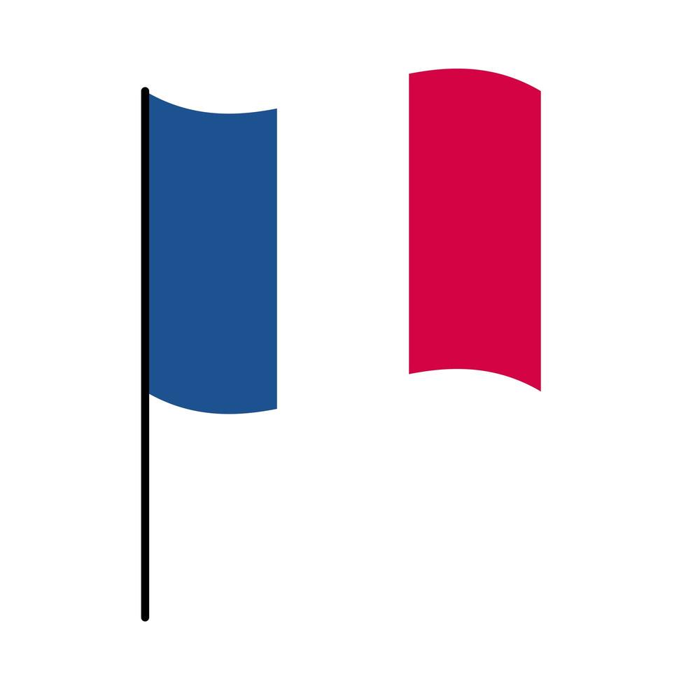 Línea de bandera de Francia y diseño de vector de icono de estilo de relleno